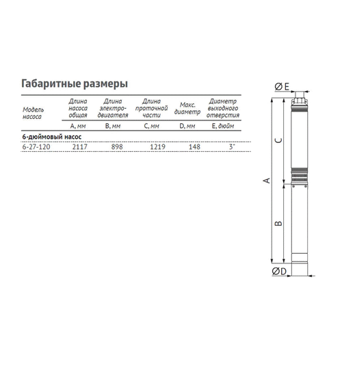 Скважинный насос UNIPUMP ЭЦВ 6-27-120