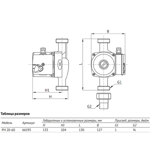 Циркуляционный насос UNIPUMP PH 20-60 130 (ГВС)