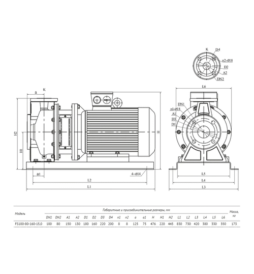 Центробежный насос UNIPUMP FS100-80-160-15