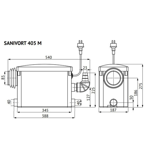 Канализационная станция UNIPUMP SANIVORT 405 M 8м (боковой вход)