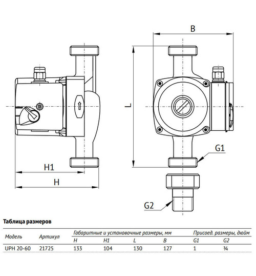 Циркуляционный насос UNIPUMP UPH 20-60 130 (ГВС)