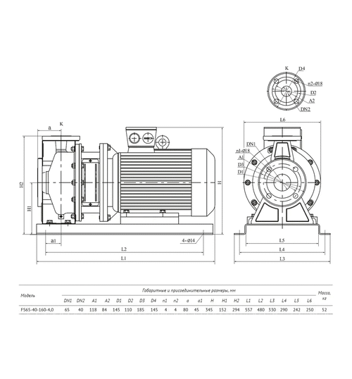 Центробежный насос UNIPUMP FS65-40-160-4.0