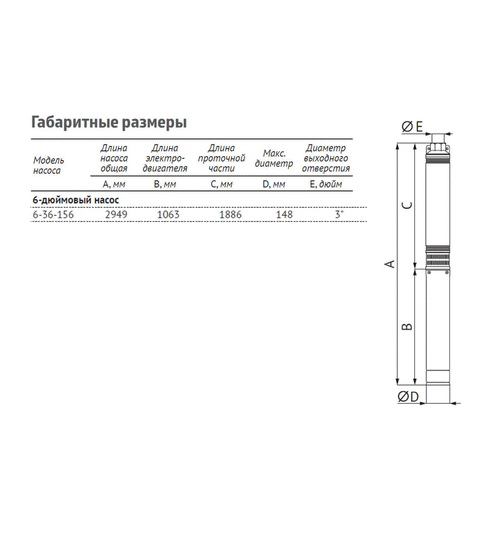 Погружной скважинный насос UNIPUMP ЭЦВ 6-36-156