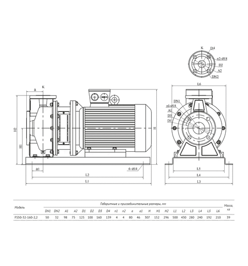 Центробежный насос UNIPUMP FS50-32-160-2.2