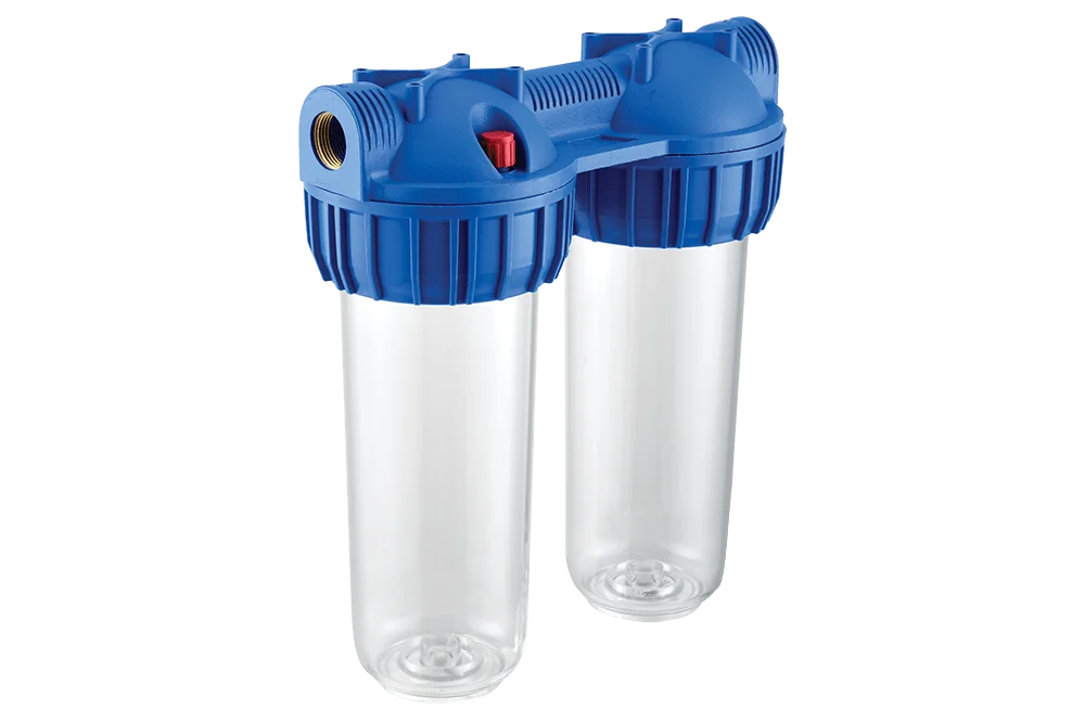 Колба Slim Line UNIPUMP CFC-10K-2 (резьба ¾”) без картриджа (прозрачная двойная) Колба Slim Line UNIPUMP CFC-10K-2 (резьба ¾”) без картриджа (прозрачная двойная)